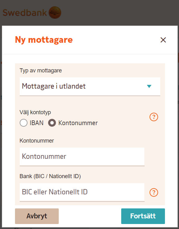 Skärmbild från Swedbank
